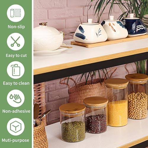 Shelf Liners 20 inch x 20 ft Shelf Liners for Kitchen cabinets nonstick Shelf Lining Drawer Mats EVA Protector for Cupboard (White,20 inch x 20 ft)