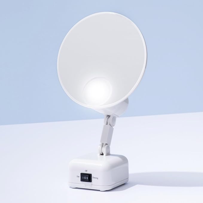 Floxite FL-615-2 15X magnifying mirror with light, Lighted travel makeup mirror with light and magnification, Round, LED, Tabletop, Portable vanity mirror for desk bathroom, electric plug in, personal