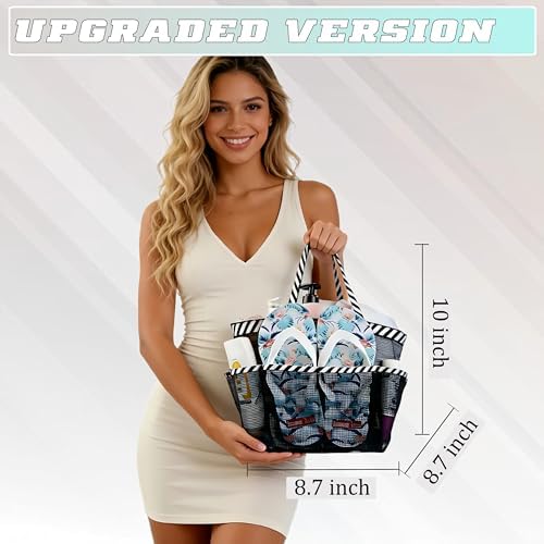 Mesh Shower Caddy Portable - 9 Pockets for College Dorm Room Essential