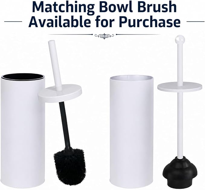 Toilet Plunger with Holder for Bathroom - Deep Cleaning - Heavy Duty - Strong Efficient Suction Cup - Household Essentials - Household Supplies, Matte White