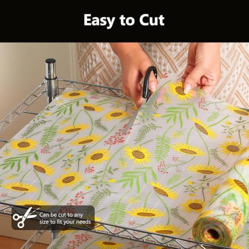 INNOLITES Shelf Liner for Kitchen Cabinet, Floral Drawer Liner Non-Adhesive