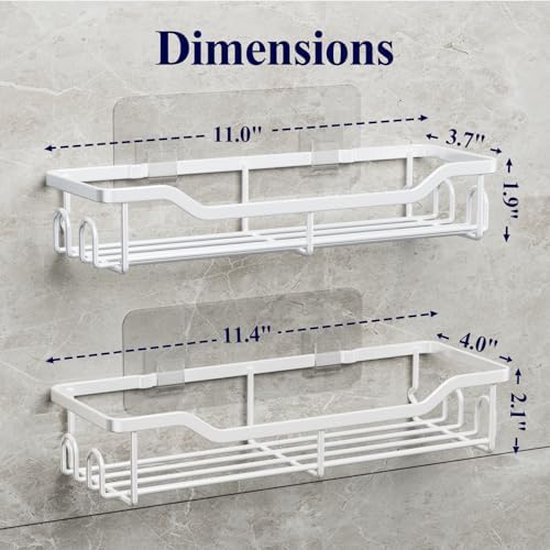 Kitsure Shower Caddy, Adhesive Shower Organizer, Large, White