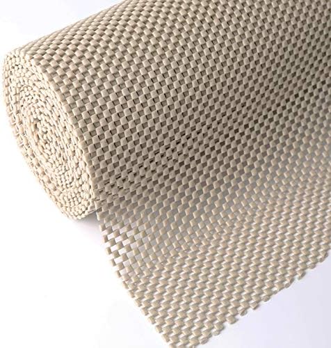 Shelf Drawer Liner Non-Adhesive Non Slip Durable Strong Long Size 12 in X 20ft for Drawers, Shelves, Cabinets, Storage, Kitchen and Desks, Beige