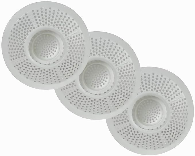Hairstopper Drain Cover Hair Catcher for Shower and Bathtub, Protects Against Clogs Without Blocking Water Flow, White, 3 Pack | Protects Against Clogs Without Blocking Water Flow, Fits Most Standard Size Shower and Bathtub Drains, 3 Pack