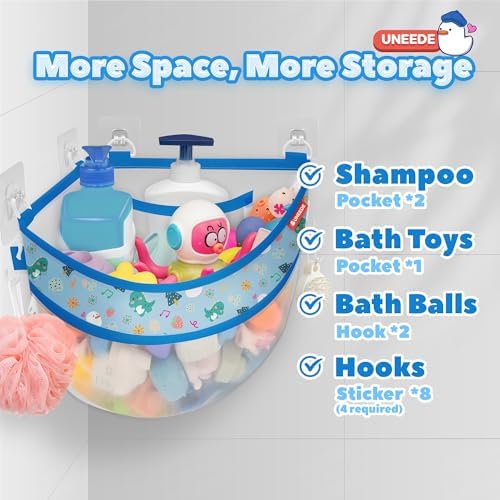 UNEEDE 4.32 Gallons Dinosaur Print Corner Bath Toy Storage