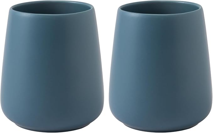 Blue Toothbrush Holder for Bathroom - 2Pcs Ceramic Tooth Brushing Holders Set, Toothbrush Cup & Toothpaste Organizer for Bathroom Countertop, Makeup Brush Holder, Pen Holder for Home Desktop Storage