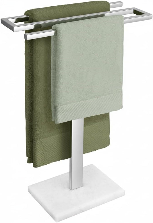 KES Hand Towel Rack Stand, Countertop Towel Rack Free Standing S-Shape Hand Towel Holder with Marble Base for Bathroom SUS304 Stainless Steel Polished Finished, BTH223