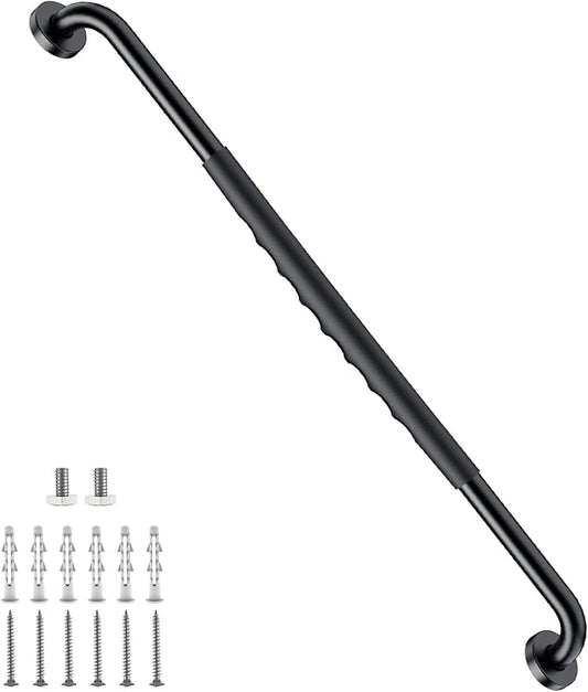 Anti-Slip Grab Bar 32 inch, iMomwee Stainless Steel Black Shower Handrail for Elderly, Wall Mounted Safety Handicap Bars, Balanced Support Handle Bathroom Bar for Senior