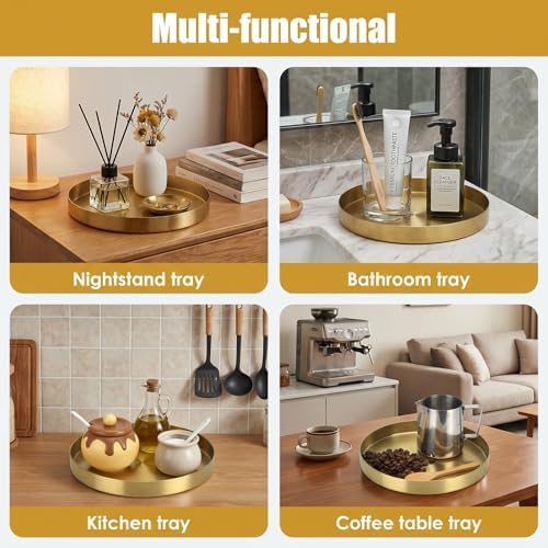 12.5cm/5inch Round Gold Tray, Stainless Steel Jewelry, Make up, Candle Plate Decorative Tray