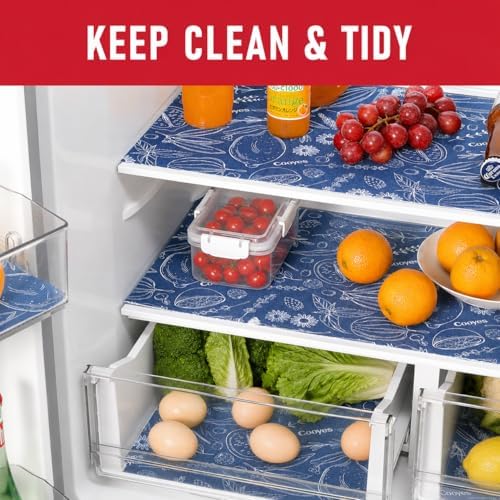 Cooyes Large Fridge Liners for Refrigerator, 17.7" × 24", Drawer & Shelf Liners for Kitchen Cabinets Non-Adhesive, Breathable Cloth Material, Non-Slip, Keep Produce Fresh Longer
