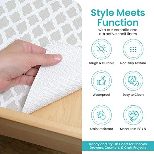 Con-Tact Brand Grip Prints Shelf Liner, Non-Adhesive Durable Liners, Slip-Resistant Drawer and Cabinet Covering, 18" x 8', Talisman Pale Gray, Pack of 1 Roll