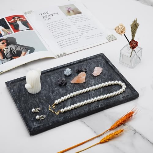 Real Luxurious Natural Marble Tray - 12x8 Inch Marble Vanity Tray