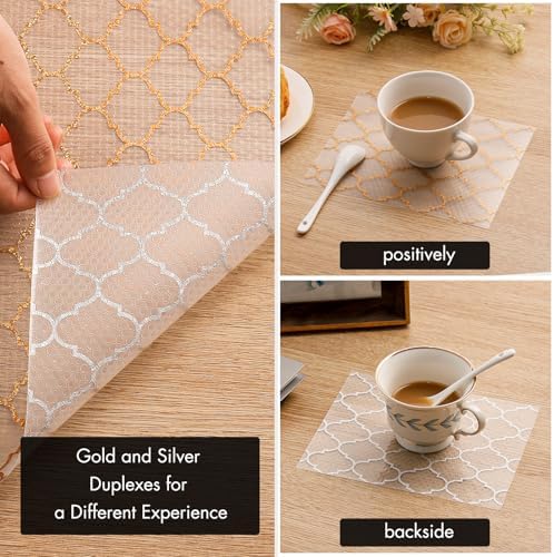 Cooyes Shelf and Drawer Liners for Kitchen, Non Adhesive Cabinet Liner