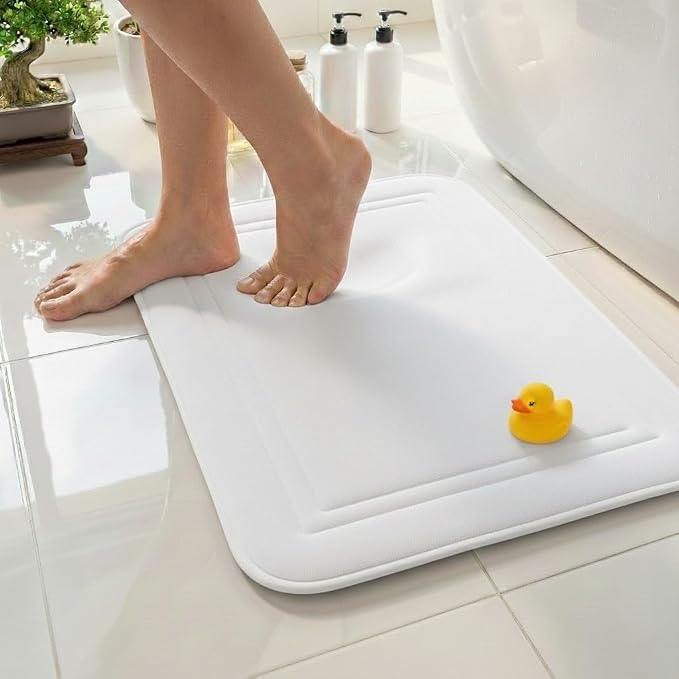 ITSOFT Memory Foam Bath Mat 59x23, Non Slip, Machine Washable, Quick Dry & Absorbent Rugs, Bath Mats for Bathroom Floor, Tub & Shower, Bathroom Rug, White