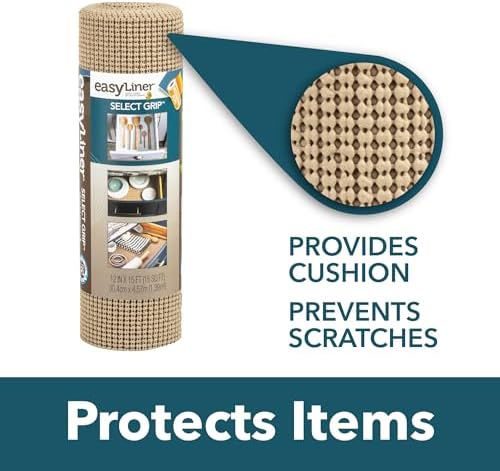 Duck Brand Duck Select Grip Easy Liner Shelf Liner 12" Wide Kitchen Pack, 6-Rolls, Each 10' Length, Black