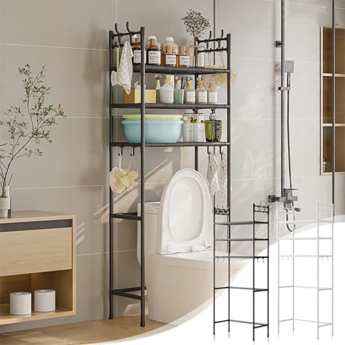 3-Tier Over-The-Toilet Storage Shelf - Sturdy Stainless Steel Bathroom Organizer for Toiletries, Towels & Essentials - Space-Saving Design