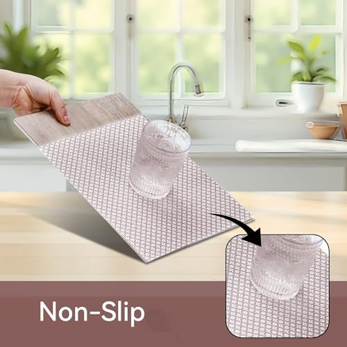 FIFTY FEET 12"x120" Non-Adhesive Shelf Liner for Kitchen Cabinets and Drawers, Washable Non-Slip PVC Cabinet Liner (Red Circle)(5 Roll)