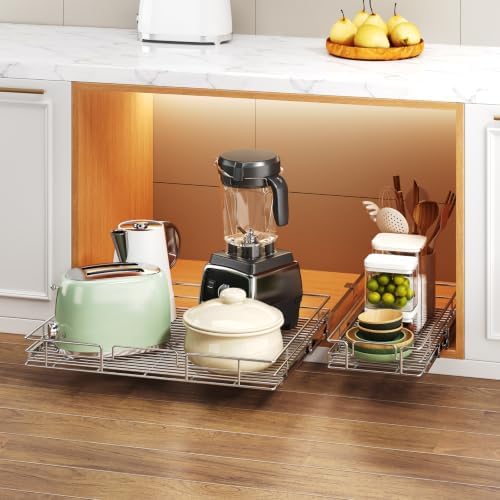Pull Out Cabinet Organizer 25½" W x 21½" D, Heavy Duty Cabinet Pull Out Shelves, Slide Out Drawers Organization for Kitchen Cabinets Bathroom