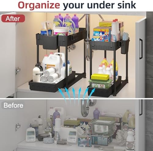 Sevenblue 4-Pack 2-Tier Under Sink Organizer with Pull Out Drawers