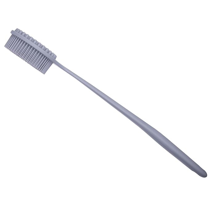 DNC Silicone Back Scrubber for Shower Bath Body Brush with Long Handle (Gray)