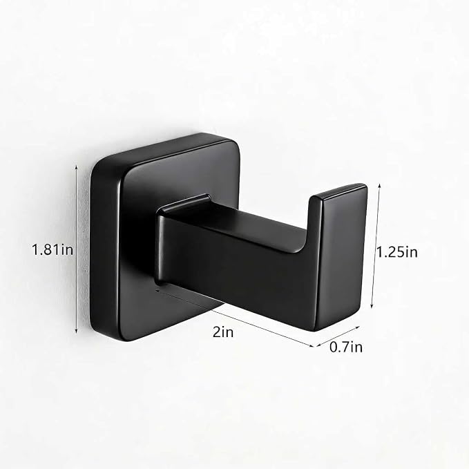 Matte Black Square Wall Hanger, Towel Hanger, Wall Mounted, Bathrobe Hook Kitchen Hooks 4 Bathroom Hooks