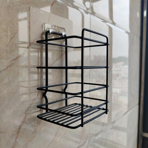 Shower Caddy 3 Pack - Soap Dish - Toothbrush and Paper Towel Holder - Practical Affordable Portable Home Living Bathroom and Kitchen Essentials - Black Toothbrush Holder Wall Mounted