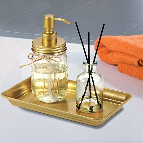 SheeChung Metal Vanity Tray, Bathroom Tray for Perfume Makeup Jewelry, Gold