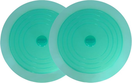 V-TOP Tub Stopper 2 Pack, 6 inches Large Silicone Drain Plug Hair Stopper Flat Suction Cover for Kitchen Bathroom Gadgets and Accessories (Green Transparent)