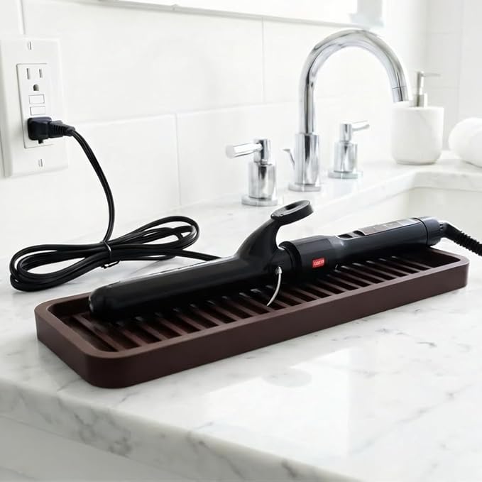 Silicone Kitchen Sink Organizer Tray, Sponge Holder and Countertop Protector | Bathroom and Kitchen Soap Dish and Dispenser Tray (Sand Dollar, 12"x4")