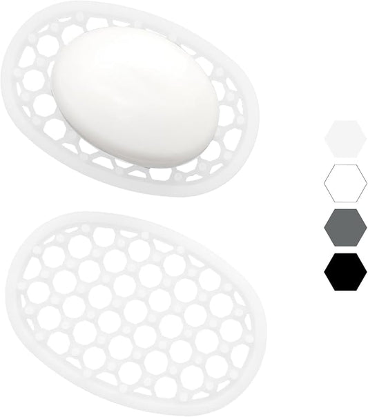 2 Pack Soap Dish for Shower, Non-Slip Silicone Bar Soap Holder with Efficient Drainage Holes for Bathroom Sink, Self Draining Soaps Saver Pad for Shower Niche, Shelf (Translucent- 2Pcs)