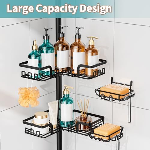 KEGII Corner Shower Caddy Tension Pole, Stainless Steel Shower Organizer