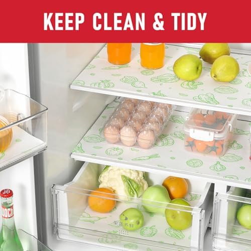 Cooyes 6 Pack Refrigerator Shelf Liners for French Door Fridge, 17.7" × 36" Extra Large, Non-Slip Fridge Mats Machine Washable, Refrigerator Drawer Liner for Glass Shelves Kitchen Cabinet