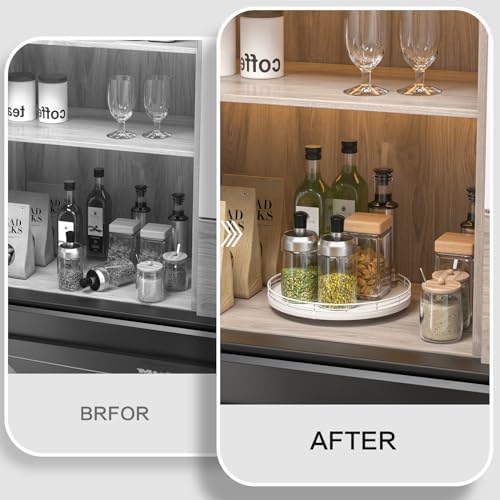 Oroyutor 10-Inch Oak Lazy Susan Spice Organizer, White Finish