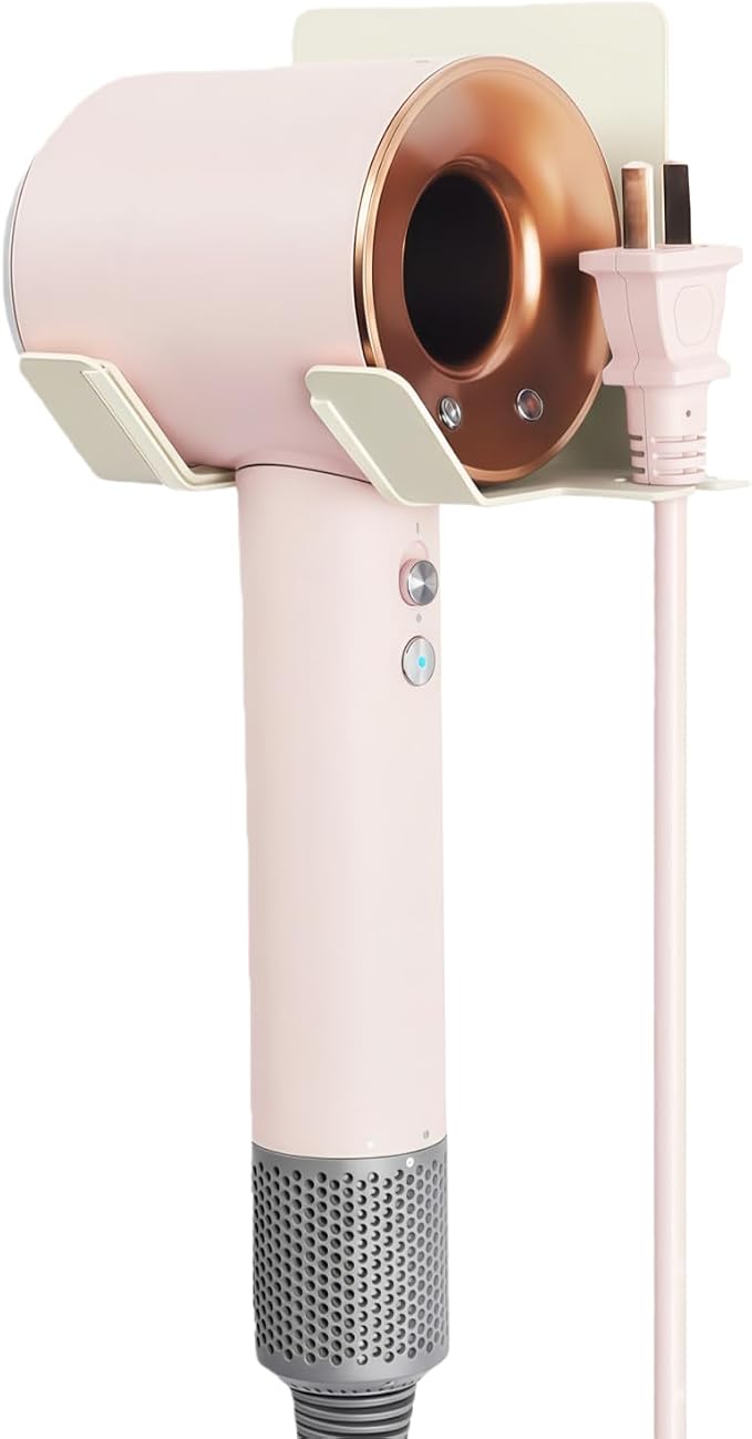 Hair Dryer Holder, Blow Dryer Holder Wall Mounted Hair Tool Organizer Self Adhesive Hair Dryer Holder Wall Mount, Compatible for HairDryer Holder for Bathroom White