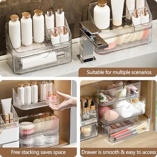 Medicine Cabinet Organizer 6 Tier, Stackable Bathroom Makeup Organizers