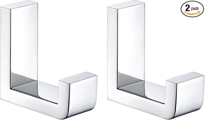 Angle Simple Towel Hooks, SUS 304 Stainless Steel Robe Coat Hooks for Bathroom Wall, Polished Chrome, 2 Pack