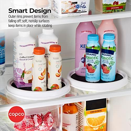 Copco Lazy Susan Turntable Organizer Set of 2, 9 Inch Rotating Cabinet and Pantry Storage, Nonslip Surface with Outer Rim, Wipe Clean