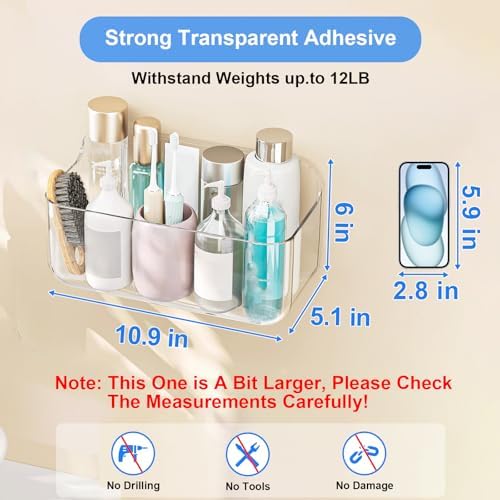 Diesisa Wall Mount Organizer, Large Adhesive Wall Self - Bathroom Shelf