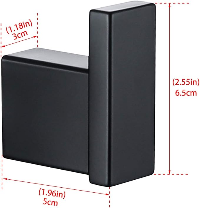 RANDOM Matte Black Towel Hooks for Bathrooms Kitchen Black Hooks for Hanging 2 Pack SUS 304 Stainless Steel Wall Hooks Modern Bathroom Hardware Accessories Coat Robe Hook Wall Mounted.96009-8MB