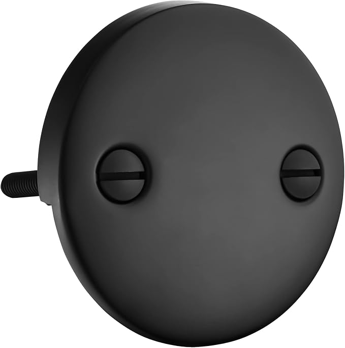 2 Hole Bathtub Overflow Plate, 3-3/16 Inches Diameter, Matte Black