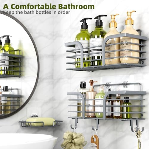 Yougai Dark Gray Shower Shelves, Bathroom Organizers and Storage