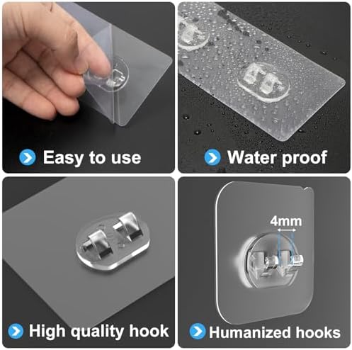 Shower Caddy Adhesive Replacement, Double Hooks No Drilling