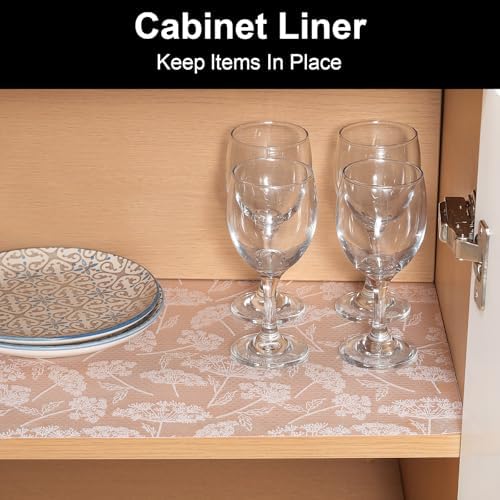 Cooyes Shelf Liners for Kitchen Cabinets, Refrigerator Liners Waterproof & Oil-Proof Kitchen Cupboard Liner Drawer Mats EVA Material Non Adhesive Fridge Liner for Shelves（23.6" W x 118" L）