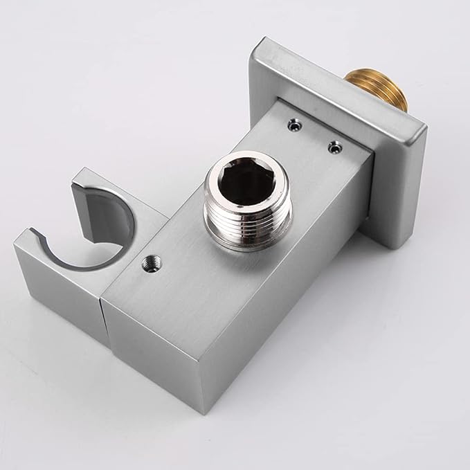 AVIVG Brushed Nickel Bathroom Brass Wall Mount Adjustable Handheld Shower Head Bracket Holder