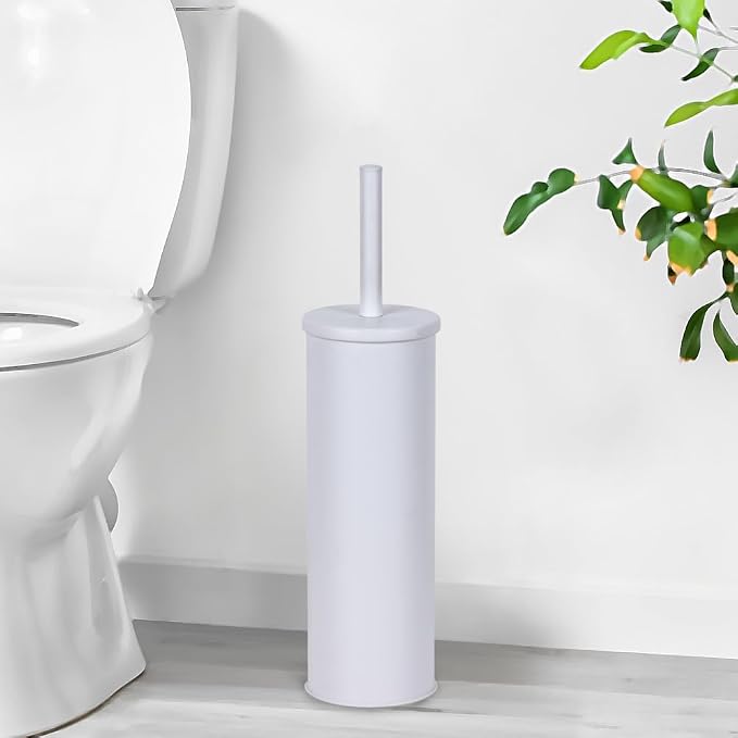 Toilet Plunger with Holder for Bathroom - Deep Cleaning - Heavy Duty - Strong Efficient Suction Cup - Household Essentials - Household Supplies, Matte White