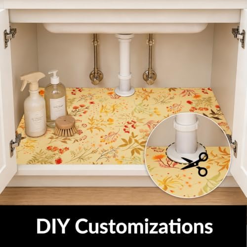 Cooyes Under Sink Mat for Kitchen Cabinet, 24"x30" Beige