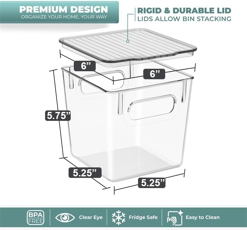 Sorbus Small Plastic Storage Bins - Kitchen Organization, Pantry & Refrigerator Bins (2 Pack)