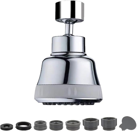Faucet Aerator Faucet Sprayer Attachment, Kitchen Faucet Head Replacement with 4 Spray Modes, 360° Swivel Faucet Extender Anti-Splash Sink Sprayer Faucet Nozzle Head (Smooth, Silver)