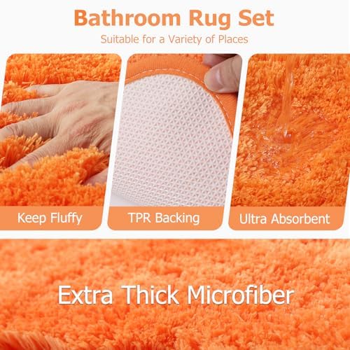 Bathroom Set,Bathroom Sets with Shower Curtain and Rugs Sequin Shower Curtain Set Orange Bathroom Rugs Sets Bathroom Decor