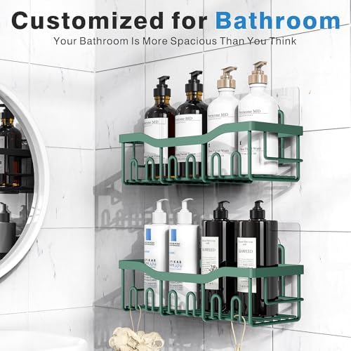 EUDELE Shower Caddy 2 Pack, Adhesive Shower Organizer for Home Decor & Kitchen Storage, No Drilling, Rustproof Stainless Steel Bathroom Shelf Organizer